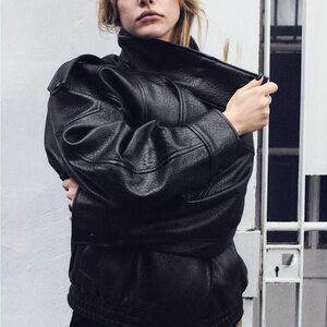 Zara Women's Faux Leather Black Jacket